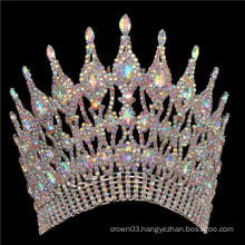 Custom Crown AB Rhinestone Pageant Crowns adjust Band Tiara